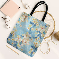 Hawaii Hibiscus Plumeria Blue Tote Bag Polynesian Pattern LT01 Black Strap One Size Blue - Polynesian Pride