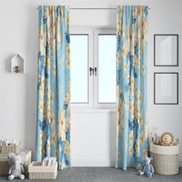 Hawaii Hibiscus Plumeria Blue Window Curtain Polynesian Pattern LT01 - Polynesian Pride
