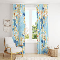 Hawaii Hibiscus Plumeria Blue Window Curtain Polynesian Pattern LT01 - Polynesian Pride