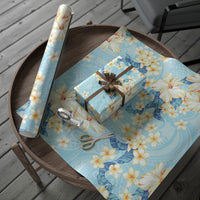 Hawaii Hibiscus Plumeria Blue Wrapping Paper Polynesian Pattern LT01 - Polynesian Pride