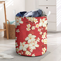 Hawaii Hibiscus Plumeria Red Laundry Basket Polynesian Pattern LT01 Red - Polynesian Pride