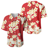 Hawaii Hibiscus Plumeria Red Baseball Jersey Polynesian Pattern LT01 - Polynesian Pride