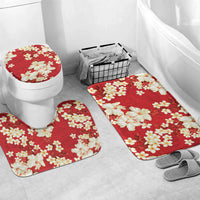 Hawaii Hibiscus Plumeria Red Bathroom Set Polynesian Pattern LT01 Mat Set Only (3 pcs) One Size Red - Polynesian Pride