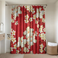 Hawaii Hibiscus Plumeria Red Bathroom Set Polynesian Pattern LT01 Shower Curtain Only Red - Polynesian Pride