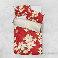 Hawaii Hibiscus Plumeria Red Bedding Set Polynesian Pattern LT01 US Twin 172cm x 218cm Red - Polynesian Pride