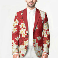 Hawaii Hibiscus Plumeria Red Blazer Polynesian Pattern LT01 - Polynesian Pride