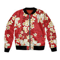 Hawaii Hibiscus Plumeria Red Bomber Jacket Polynesian Pattern LT01 Unisex Red - Polynesian Pride