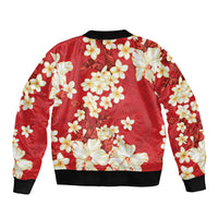 Hawaii Hibiscus Plumeria Red Bomber Jacket Polynesian Pattern LT01 - Polynesian Pride