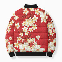 Hawaii Hibiscus Plumeria Red Bomber Puffer Jacket Polynesian Pattern LT01 - Polynesian Pride