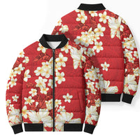Hawaii Hibiscus Plumeria Red Bomber Puffer Jacket Polynesian Pattern LT01 - Polynesian Pride