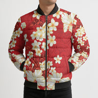Hawaii Hibiscus Plumeria Red Bomber Puffer Jacket Polynesian Pattern LT01 - Polynesian Pride