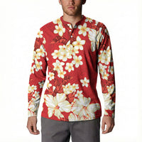 Hawaii Hibiscus Plumeria Red Button Sweatshirt Polynesian Pattern LT01 - Polynesian Pride