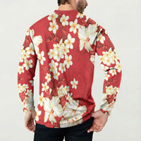 Hawaii Hibiscus Plumeria Red Button Sweatshirt Polynesian Pattern LT01 - Polynesian Pride
