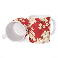 Hawaii Hibiscus Plumeria Red Ceramic Mug Polynesian Pattern LT01 - Polynesian Pride