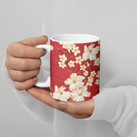 Hawaii Hibiscus Plumeria Red Ceramic Mug Polynesian Pattern LT01 - Polynesian Pride