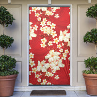 Hawaii Hibiscus Plumeria Red Door Cover Polynesian Pattern LT01 Red - Polynesian Pride