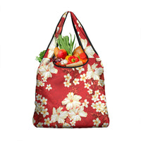 Hawaii Hibiscus Plumeria Red Grocery Bag Polynesian Pattern LT01 1-pack One Size Red - Polynesian Pride