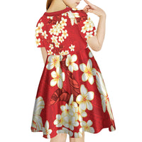Hawaii Hibiscus Plumeria Red Kid Short Sleeve Dress Polynesian Pattern
