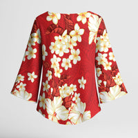 Hawaii Hibiscus Plumeria Red Kimono Sleeve Blouse Polynesian Pattern LT01 - Polynesian Pride
