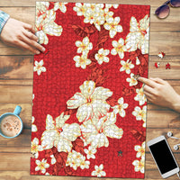 Hawaii Hibiscus Plumeria Red Puzzle Polynesian Pattern LT01 Red - Polynesian Pride