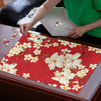 Hawaii Hibiscus Plumeria Red Puzzle Polynesian Pattern LT01 - Polynesian Pride