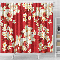 Hawaii Hibiscus Plumeria Red Shower Curtain Polynesian Pattern LT01 - Polynesian Pride