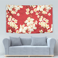 Hawaii Hibiscus Plumeria Red Tapestry Polynesian Pattern LT01 - Polynesian Pride