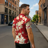 Hawaii Hibiscus Plumeria Red Zipper Polo Shirt Polynesian Pattern LT01 - Polynesian Pride