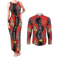 Papua New Guinea 50th Independence Couples Matching Tank Maxi Dress and Long Sleeve Button Shirt PNG Batik Pattern - Polynesian Pride