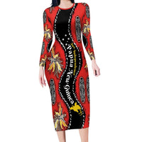 Papua New Guinea 50th Independence Family Matching Long Sleeve Bodycon Dress and Hawaiian Shirt PNG Batik Pattern - Polynesian Pride