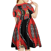 Papua New Guinea 50th Independence Kid Short Sleeve Dress PNG Batik Pattern - Polynesian Pride