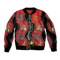 Papua New Guinea 50th Independence Sleeve Zip Bomber Jacket PNG Batik Pattern - Polynesian Pride