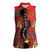 Papua New Guinea 50th Independence Women Sleeveless Polo Shirt PNG Batik Pattern - Polynesian Pride