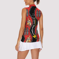 Papua New Guinea 50th Independence Women Sleeveless Polo Shirt PNG Batik Pattern - Polynesian Pride