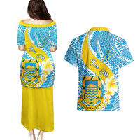 personalised-tuvalu-independence-day-couples-matching-puletasi-dress-and-hawaiian-shirt-plumeria-45th-anniversary
