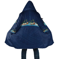 Hawaii Santa Riding Sea Turtle Cloak Mele Kalikimaka Polynesian Pattern - Polynesian Pride
