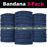 Hawaii Santa Riding Sea Turtle Neck Gaiter Mele Kalikimaka Polynesian Pattern - Polynesian Pride