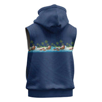 Hawaii Santa Riding Sea Turtle Sleeveless Hoodie Mele Kalikimaka Polynesian Pattern LT01 - Polynesian Pride