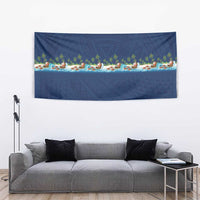 Hawaii Santa Riding Sea Turtle Tapestry Mele Kalikimaka Polynesian Pattern LT01 - Polynesian Pride