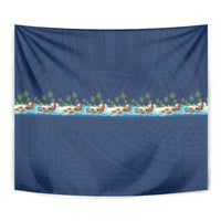 Hawaii Santa Riding Sea Turtle Tapestry Mele Kalikimaka Polynesian Pattern LT01 - Polynesian Pride