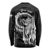 Personalized Hawaii King Kamehameha Long Sleeve Shirt Flag Polynesian Pattern