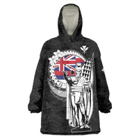 Personalized Hawaii King Kamehameha Wearable Blanket Hoodie Flag Polynesian Pattern