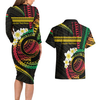 Vanuatu Independence Day Couples Matching Long Sleeve Bodycon Dress and Hawaiian Shirt Yumi 46th Hapi Indipendens Dei LT01 - Polynesian Pride