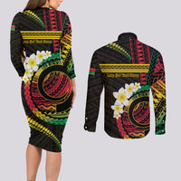 Vanuatu Independence Day Couples Matching Long Sleeve Bodycon Dress and Long Sleeve Button Shirt Yumi 46th Hapi Indipendens Dei LT01 - Polynesian Pride