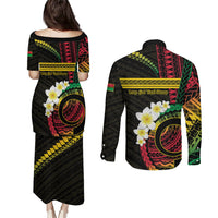 Vanuatu Independence Day Couples Matching Puletasi and Long Sleeve Button Shirt Yumi 45th Hapi Indipendens Dei LT01