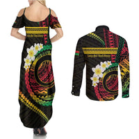 Vanuatu Independence Day Couples Matching Summer Maxi Dress and Long Sleeve Button Shirt Yumi 46th Hapi Indipendens Dei LT01 - Polynesian Pride