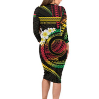 Vanuatu Independence Day Family Matching Long Sleeve Bodycon Dress and Hawaiian Shirt Yumi 45th Hapi Indipendens Dei LT01 - Polynesian Pride