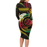 Vanuatu Independence Day Family Matching Long Sleeve Bodycon Dress and Hawaiian Shirt Yumi 46th Hapi Indipendens Dei LT01 - Polynesian Pride