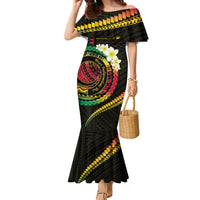Vanuatu Independence Day Family Matching Mermaid Dress and Hawaiian Shirt Yumi 46th Hapi Indipendens Dei LT01 Mom's Dress Black - Polynesian Pride