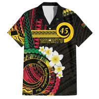 Vanuatu Independence Day Family Matching Off The Shoulder Long Sleeve Dress and Hawaiian Shirt Yumi 46th Hapi Indipendens Dei LT01 Dad's Shirt - Short Sleeve Black - Polynesian Pride